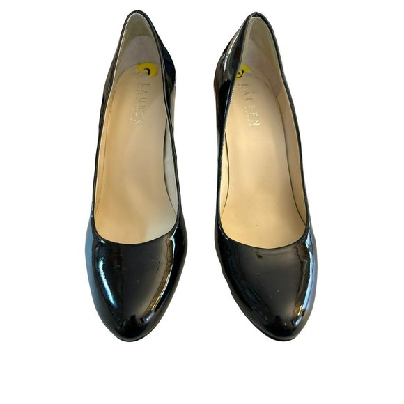 Lauren Ralph Lauren Classic Black Patent Leather Women's 3 1/2" Heel Size 9B-EUC - Picture 1 of 7
